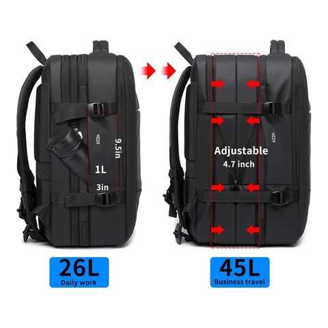BANGE Weekender Carry-on Backpack,45L Expandable Travel Backpacks for Airplanes