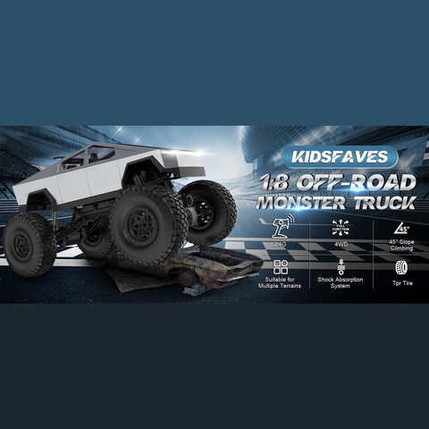1:8 Scale Monster Cyber Truck – 2.4GHz 4WD RC Off-Road Vehicle with Metal Shell, Headlights & All-Terrain Capability