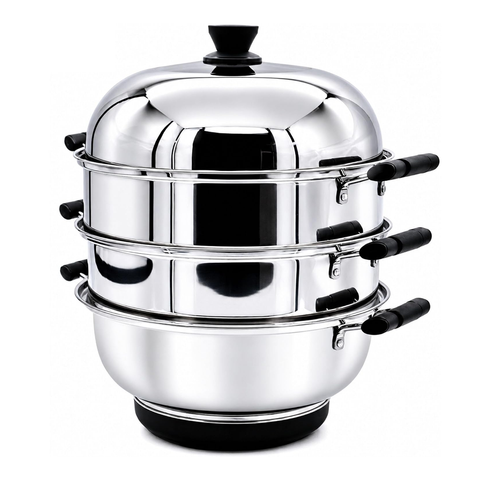 Olmecs Electric Multi-Function Stainless Steel 3 Tier Food Steamer Electric Momo Steaming Rice, Pasta, & Vegestable for Home