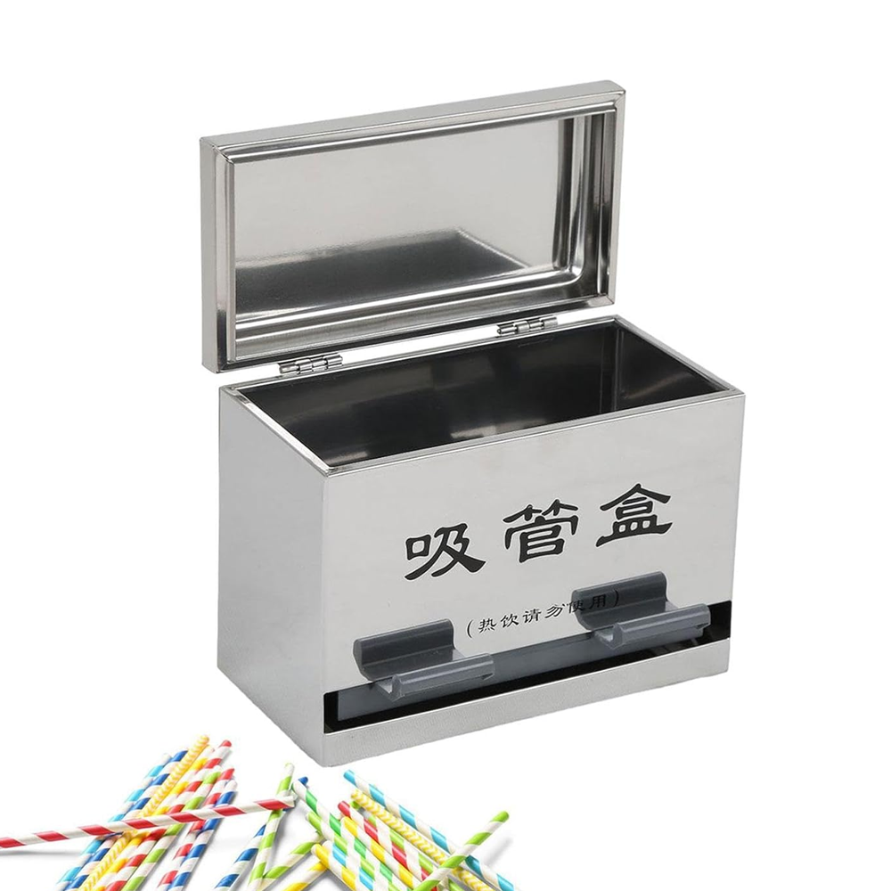 STOBAZA Pressing Straw Organizer Counter Straw Holder Dispenser for Fast Food Restaurant