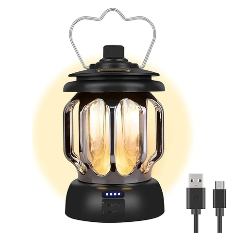 Ultra-Bright Rechargeable (LED Lantern- Army Green) Waterproof & USB Powered Torch with Hook for Camping