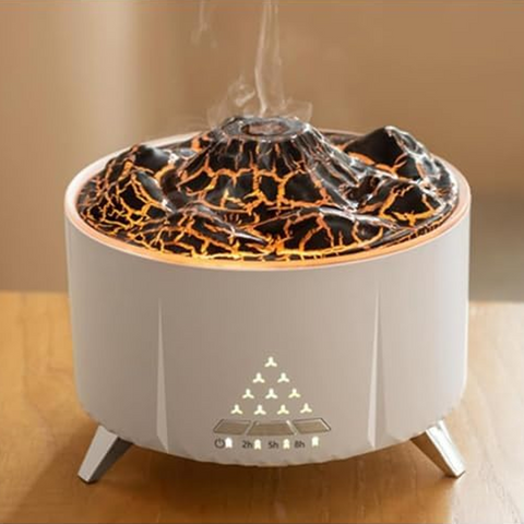 Flame Cool Mist Humidifier – Ultrasonic Essential Oil Diffuser with Color-Changing LED Lights Volcano Flame