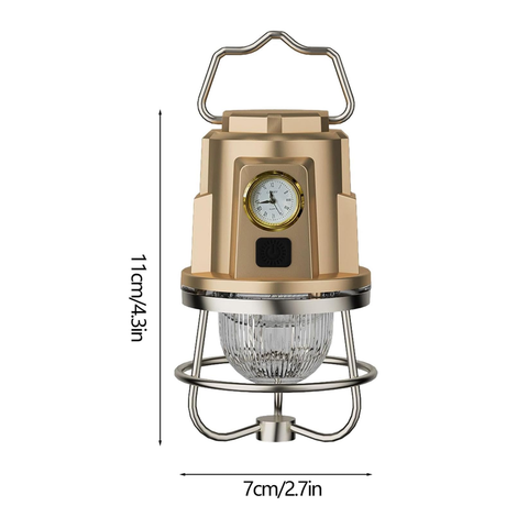 Ultra-Bright Rechargeable (Lantern Clock) Waterproof & USB Powered Torch with Hook for Camping