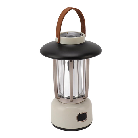 Ultra-Bright Rechargeable (Lantern Clock) Waterproof & USB Powered Torch with Hook for Camping   (Modern Vintage - Black)