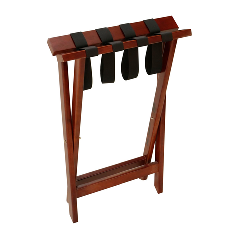 Olmecs Folding Luggage Rack Hotel Folding Luggage Rack Wooden - Travel Bag Holder Suitcase Stand with Nylon Belts (GR-J1, 46*46*60CM)
