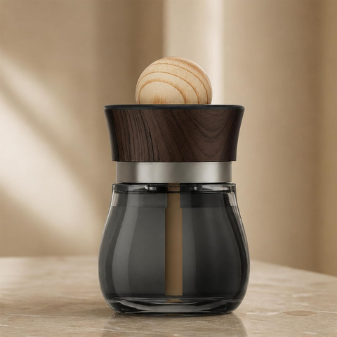 Black Odoor Aroma Diffuser Air Freshener, Premium Essential Oil Fragrance, Long Lasting Scent, Glass Bottle with Natural Wood Top - AGARWOOD PURPLE CRYSTAL