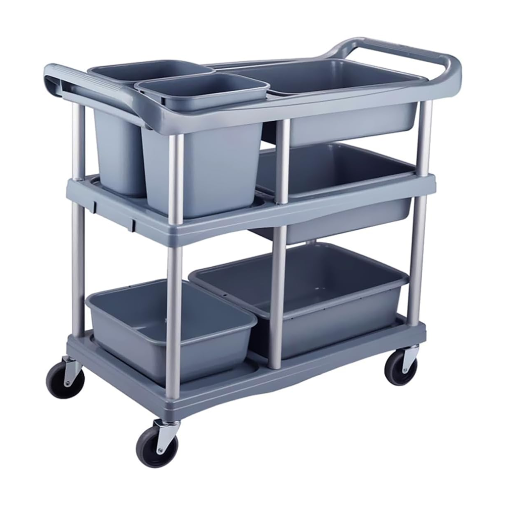 Olmecs 3 Tier Hotel Trolley, Restaurant Service Trolley for Collecting Bowls, Plates