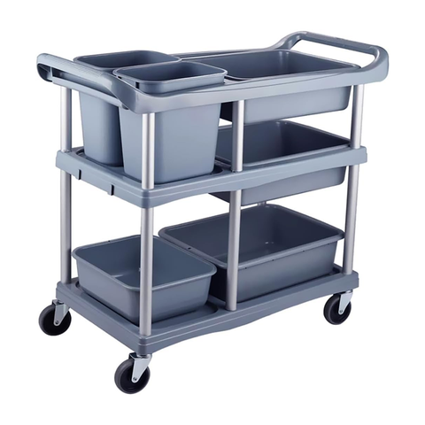 Olmecs 3 Tier Hotel Trolley, Restaurant Service Trolley for Collecting Bowls, Plates