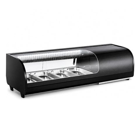 Olmecs Sushi Display Refrigerator, Sushi Display Cooler, 4 x 1/4GN Trays Countertop Sushi Showcase, 42L Food Show Fridge