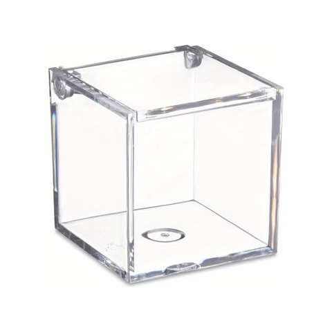 Clear Acrylic Storage Box with Hinged Lid - 10 x 10 x 10 Cms (12 Pcs Pack) - Willow