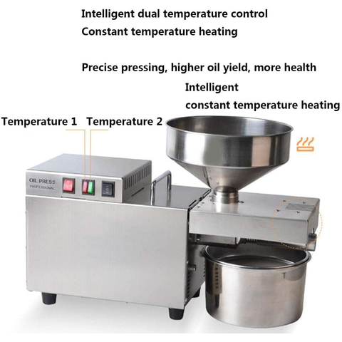 Olmecs Commercial Oil Press Machine Cold/Hot Nut Oil Extractor Automatic Food-Grade Stainless Steel Home Oil Expeller for Coconut Castor Olive Peanuts