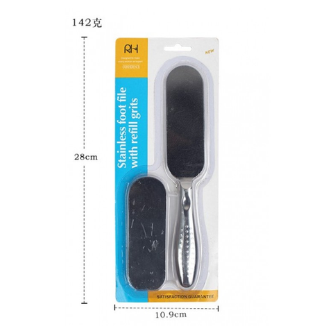 Olmecs Nail Stainless Foot File with Refill Grits