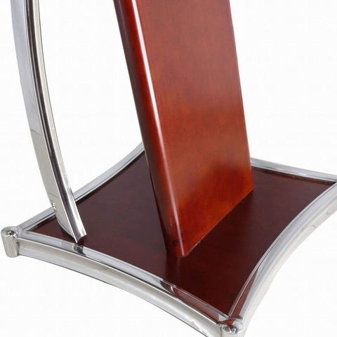 Olmecs Wooden Podium with Stainless Steel Lining Conference Rostrum Stand, Maple Brown with Silver