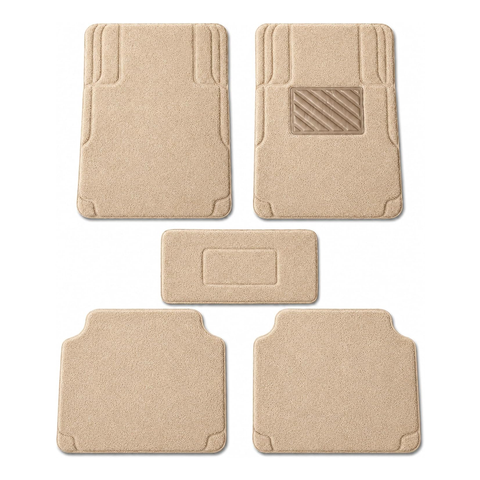 5PCS Premium Noodle Grass PVC Mats – All Weather Front, Rear & Center Mats, Heavy Duty Anti-Slip Automotive Floor Mats