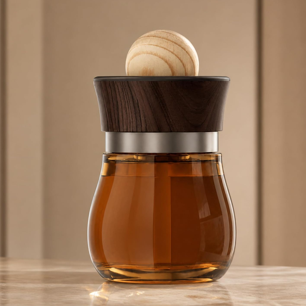 Black Odoor Aroma Diffuser Air Freshener, Premium Essential Oil Fragrance, Long Lasting Scent, Glass Bottle with Natural Wood Top - SANDALWOOD BEACH