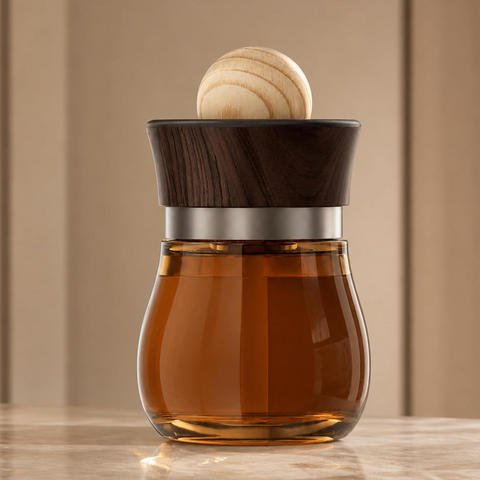 Black Odoor Aroma Diffuser Air Freshener, Premium Essential Oil Fragrance, Long Lasting Scent, Glass Bottle with Natural Wood Top - SANDALWOOD BEACH