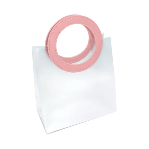 12 Pc / Pack Frosted PP Plastic Bag with Round Leather Handle Christmas Wedding Birthday Gift Bag - Willow