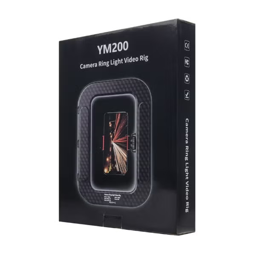 LED Camera Ring Light Video Rig and Handheld Phone Stabilizer - YM200