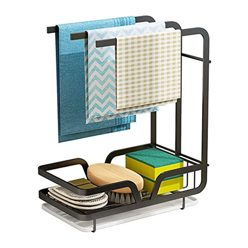 Kitchen Sink Caddy Sponge Holder with Dish cloth Drying Rack