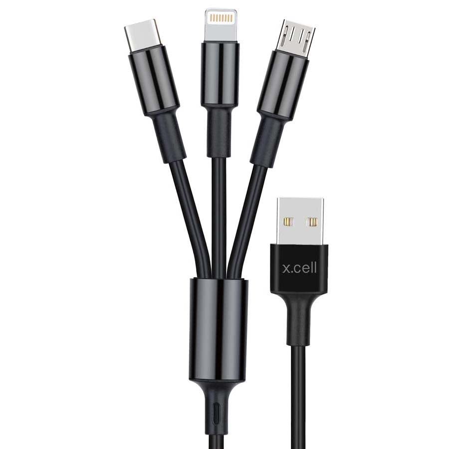 USB A to Multi Charging 1.5 Meter Black Color Silicon Charging Cable