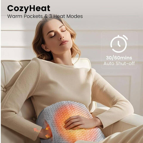 COMFIER Heating Pad with Massager – Extra Large Wearable Heat Belt for Back Pain & Cramps