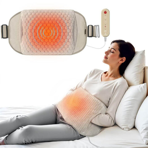 COMFIER Heating Pad with Massager – Extra Large Wearable Heat Belt for Back Pain & Cramps