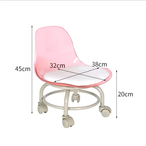 Modern Living Room Plastic Acrylic Transparent Pu Leather Cushion Kids 360 Degree Swivel Moving Chair With Wheels