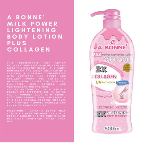 A Bonne Milk Power Lightening Body Lotion Plus Collagen Moisturizing Whitening Soft Firm And Smooth Skin 500ml
