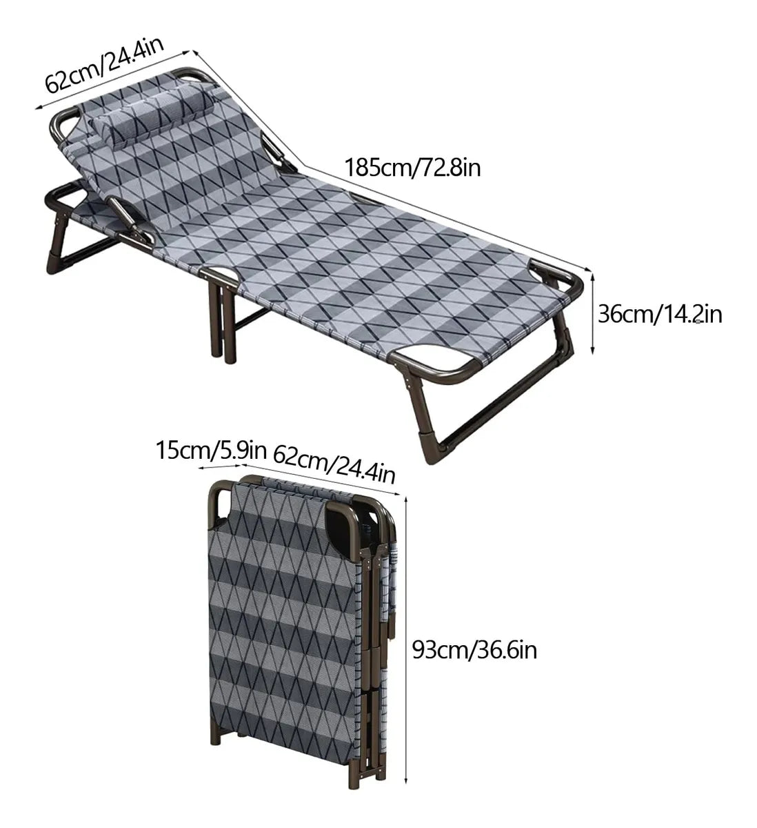 Willow Outdoor Folding Lounge Chair with Pillow
