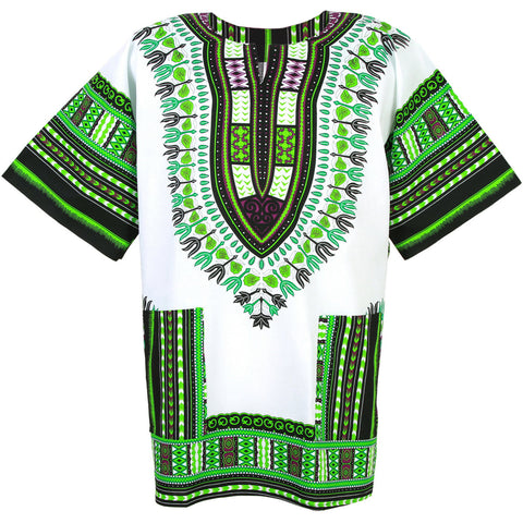 Tribe Premium Traditional Colourful African Dashiki Thailand Style  Free size ( L ) - Mint/White