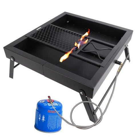 Olmecs Foldable Square Grill Carrier with Shakhov for Trips and Camping balck