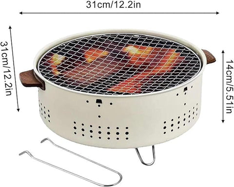 Olmecs Portable Mini Fire Pit Camping Round Heating Stove with Handle