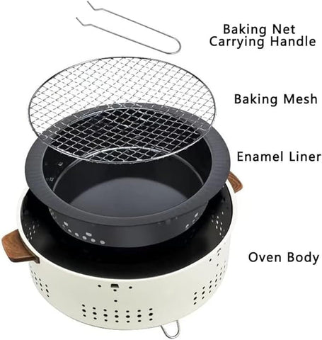 Olmecs Portable Mini Fire Pit Camping Round Heating Stove with Handle