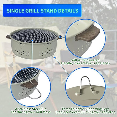 Olmecs Portable Mini Fire Pit Camping Round Heating Stove with Handle