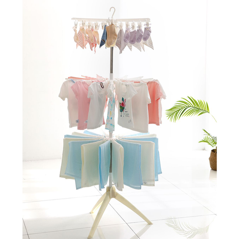 Little Angel 3 Layer Hanger & Clips Clothes Dryer Stand - White