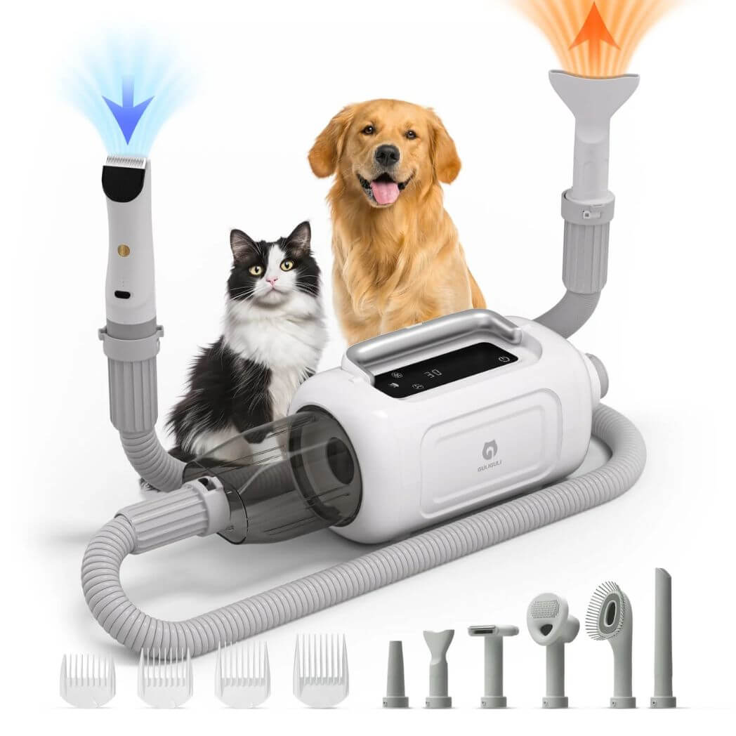 GULIGULI Shark 7-in-1 Pet Grooming Kit & Vacuum & Dryer