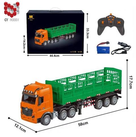 Huina 1317 9-Channel Remote Control Container Car RC Construction Truck Model Trailer Truck Toys for Kids