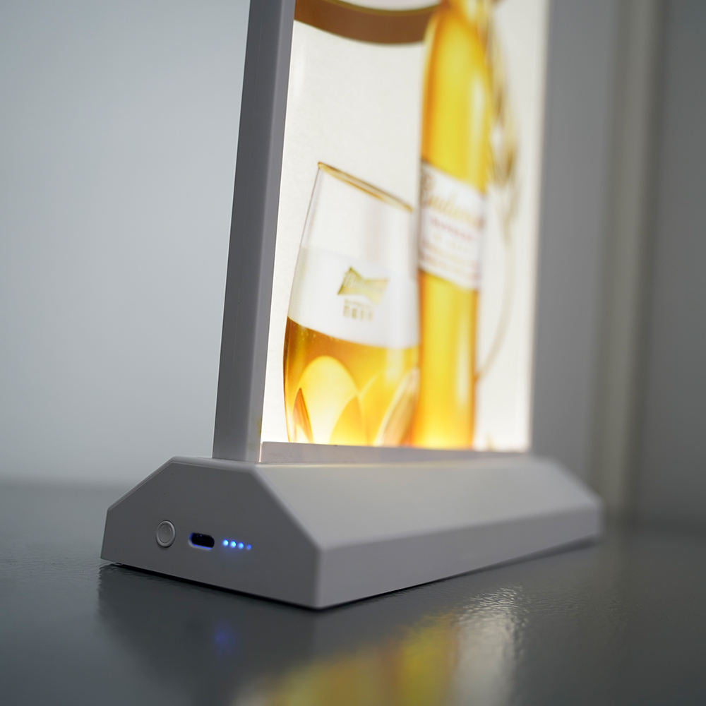 Rechargeable LED A4 Table Top Menu Board for Restaurants with Rechargeable Battery