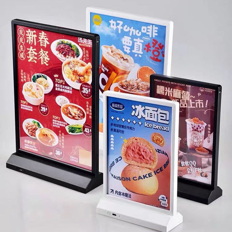 Rechargeable LED A4 Table Top Menu Board for Restaurants with Rechargeable Battery