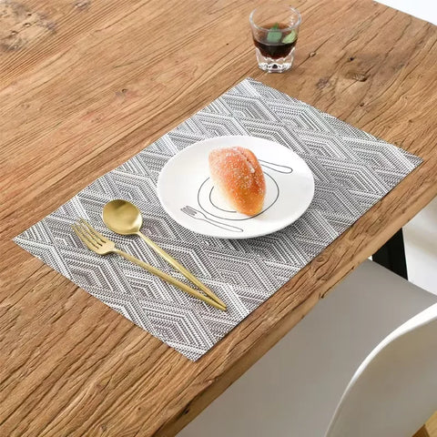 Kitchen Dinning Mats Set PVC Placemats Non-slip Table Mats Retro Luxury Court Style Heat-resistant (10Pc Set)