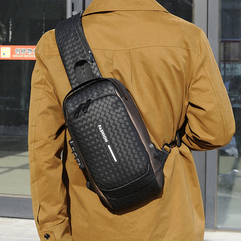 Men's password lock sling bag, Anti-theft chest bag