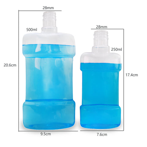 Willow 250ml Empty PET Plastic Bottles Listerine Mouthwash Oral Care Bottle with White Cap (12Pc Pack)