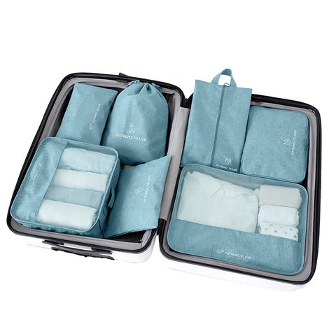 Willow 7 Pcs Travel Luggage Packing Organizers Set,Compression Travel Luggage Organizer (Grey, oxford fabric)