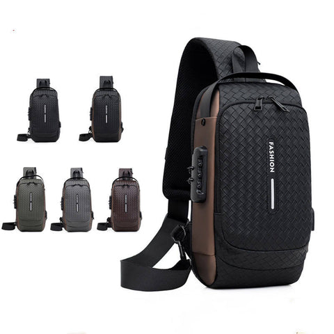 Men's password lock sling bag, Anti-theft chest bag