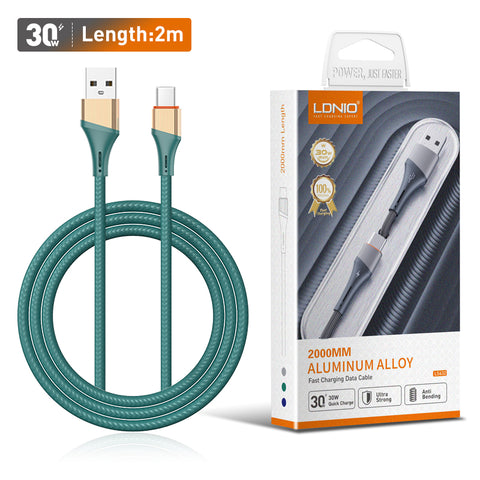 LDNIO 2 Mtr 30W Charger Cable for Android Phone Fast Charging Data Communication Cable Micro USB Type C Cables