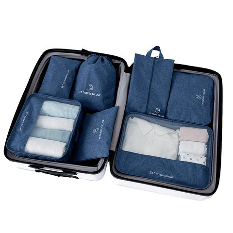 Willow 7 Pcs Travel Luggage Packing Organizers Set,Compression Travel Luggage Organizer (Grey, oxford fabric)