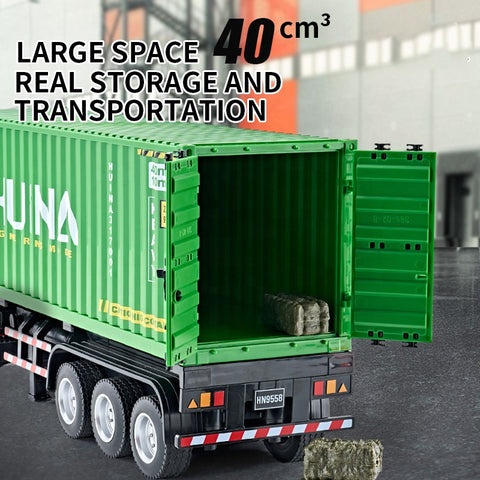 Huina 1317 9-Channel Remote Control Container Car RC Construction Truck Model Trailer Truck Toys for Kids
