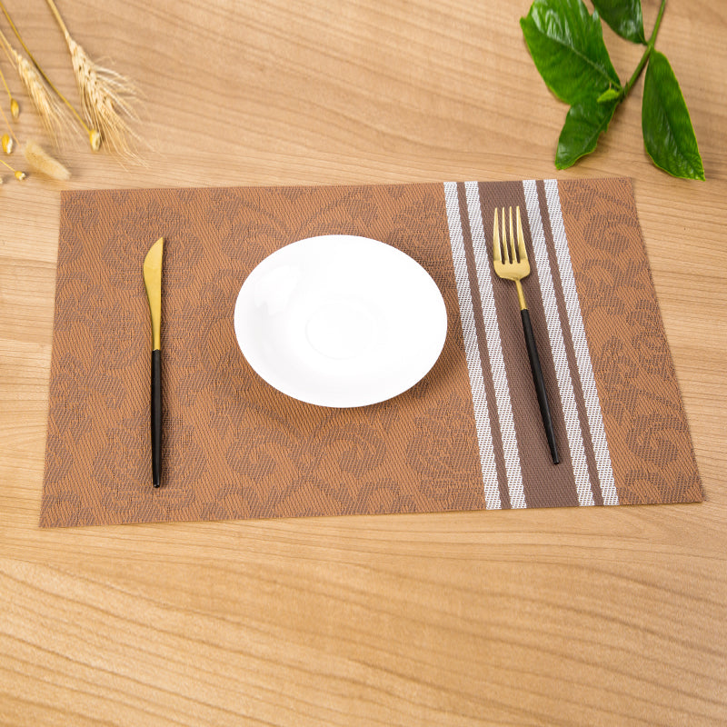 Kitchen Dinning Mats Set PVC Placemats Non-slip Table Mats Retro Luxury Court Style Heat-resistant (10Pc Set)