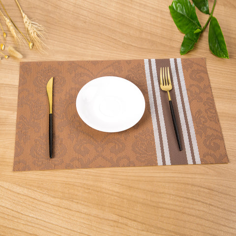Kitchen Dinning Mats Set PVC Placemats Non-slip Table Mats Retro Luxury Court Style Heat-resistant (10Pc Set)
