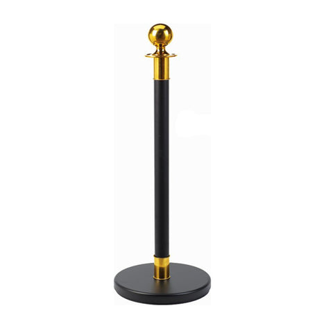 Olmecs Stanchion Black Gold / Black Silver  Round Top Barrier Pole Only (1 Set of 2 Pcs)